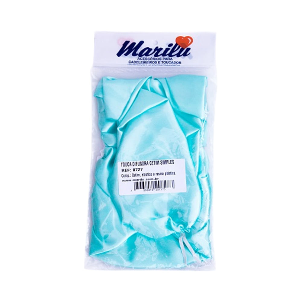 Touca difusora Marilú cetim azul claro com embalagem